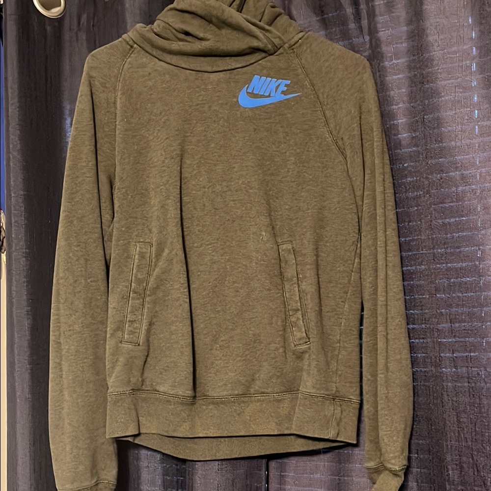 Nike Olive Sweatshirt with Sky Blue Emblem